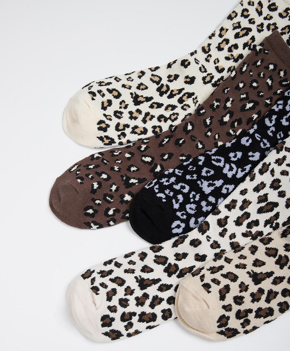Pack 5 calcetines mujer animal print