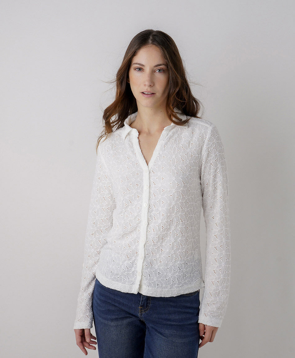Blusa mujer flores bordadas