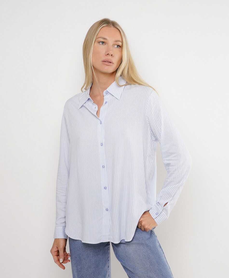 Blusa mujer l&iacute;neas azul