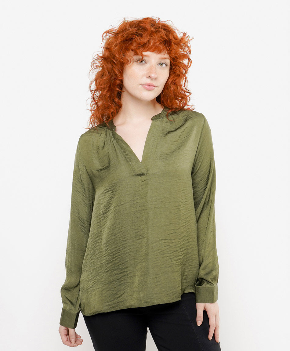 Blusa mujer satinada verde