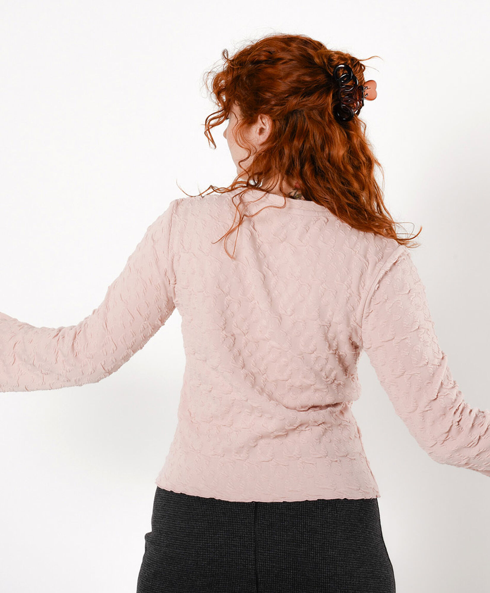 Polera mujer jacquard manga ancha Polera mujer jacquard manga ancha