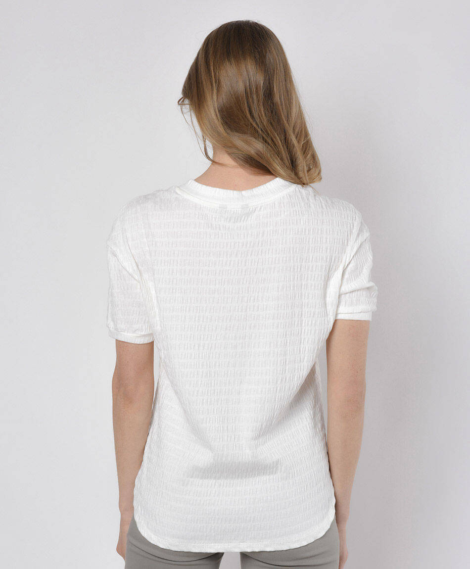 Polera mujer botones textura