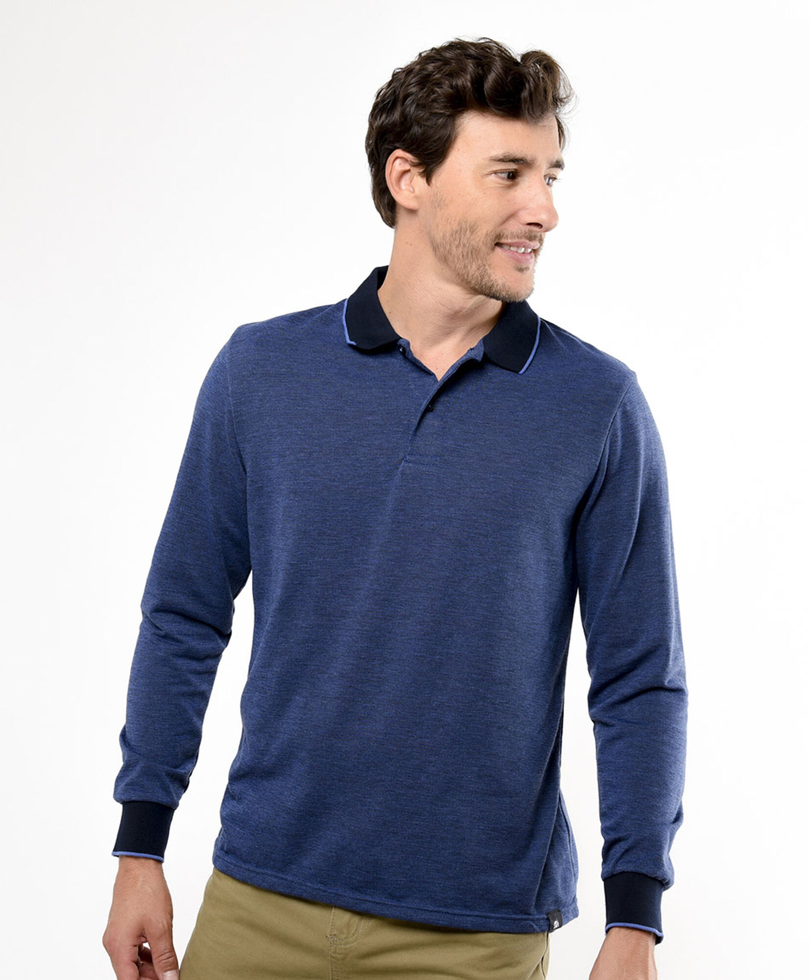 Polera hombre polo azul manga larga Polera hombre polo azul manga larga