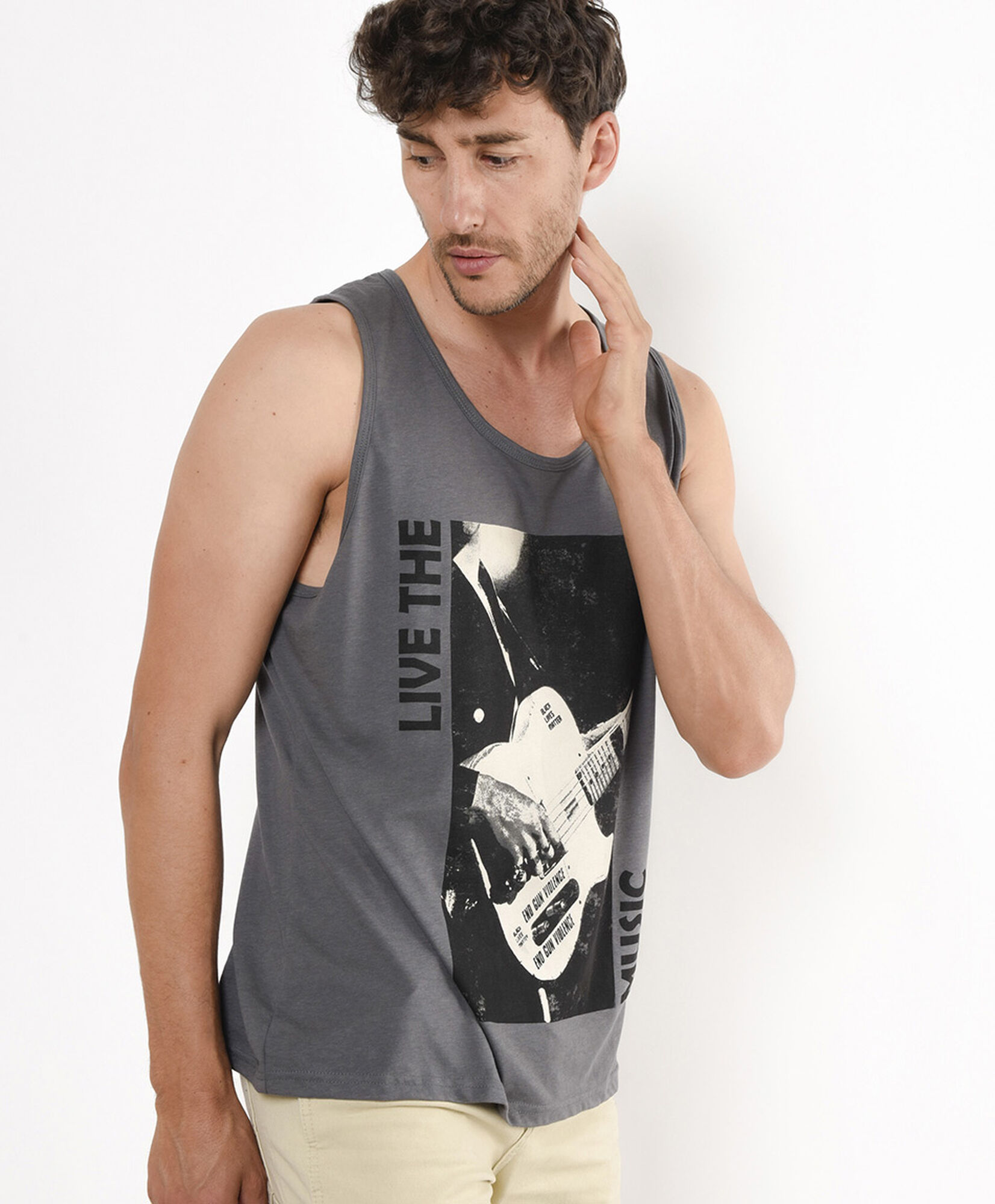 Polera hombre guitarra sin mangas Polera hombre guitarra sin mangas