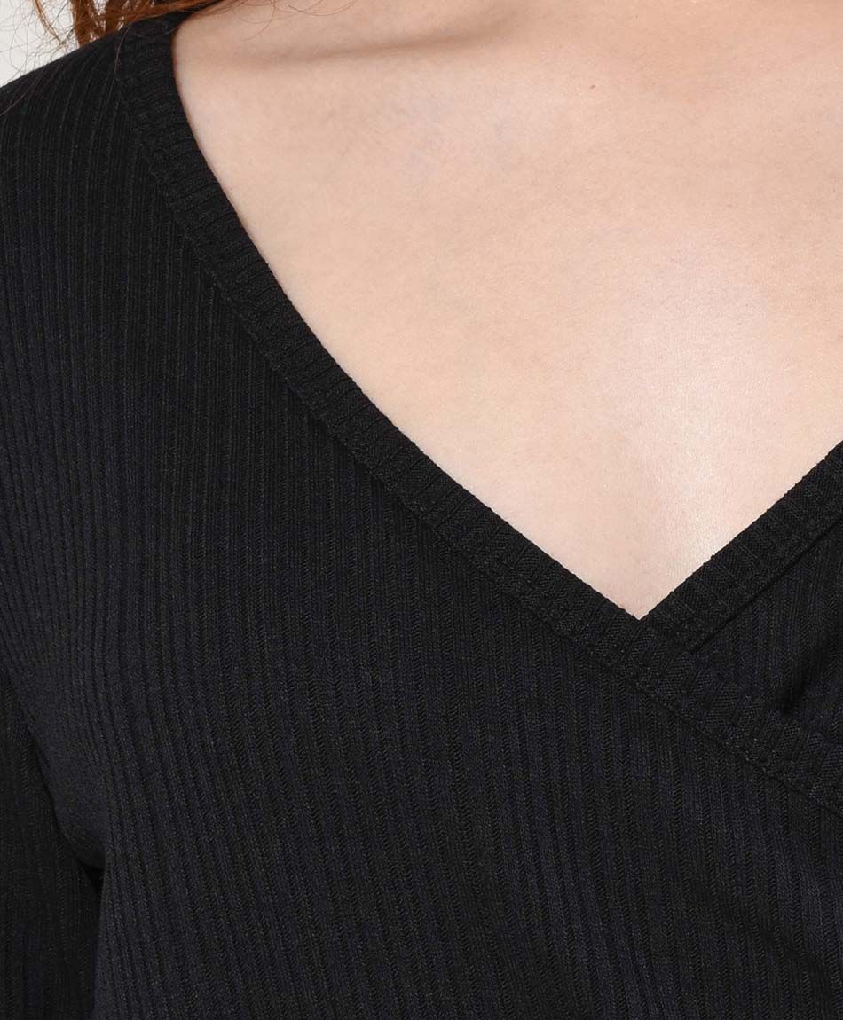 Polera mujer acanalada cruzada