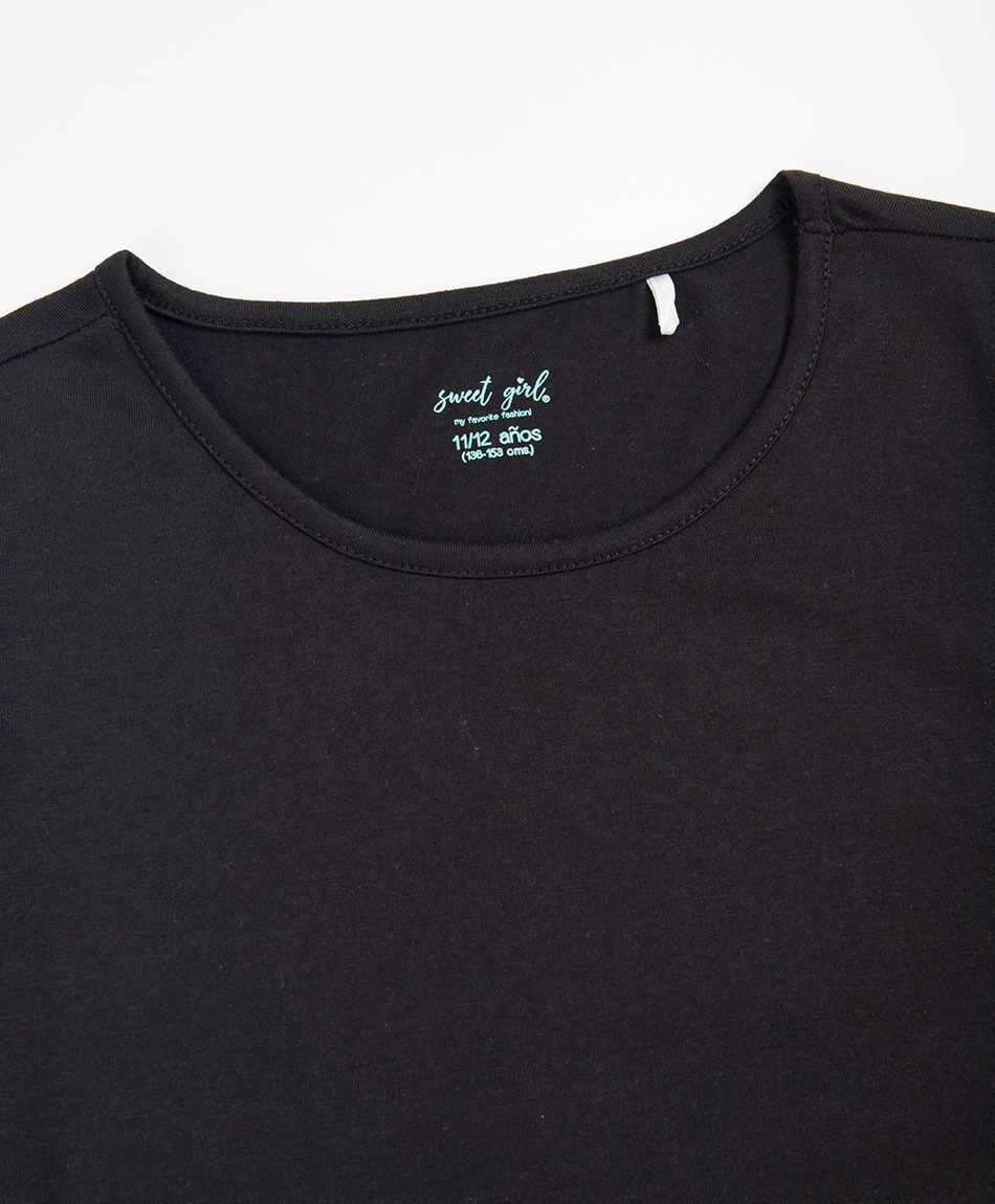 Polera ni&ntilde;a b&aacute;sica negra