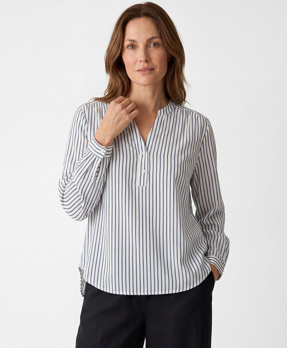 Blusa mujer rayas cuello mao