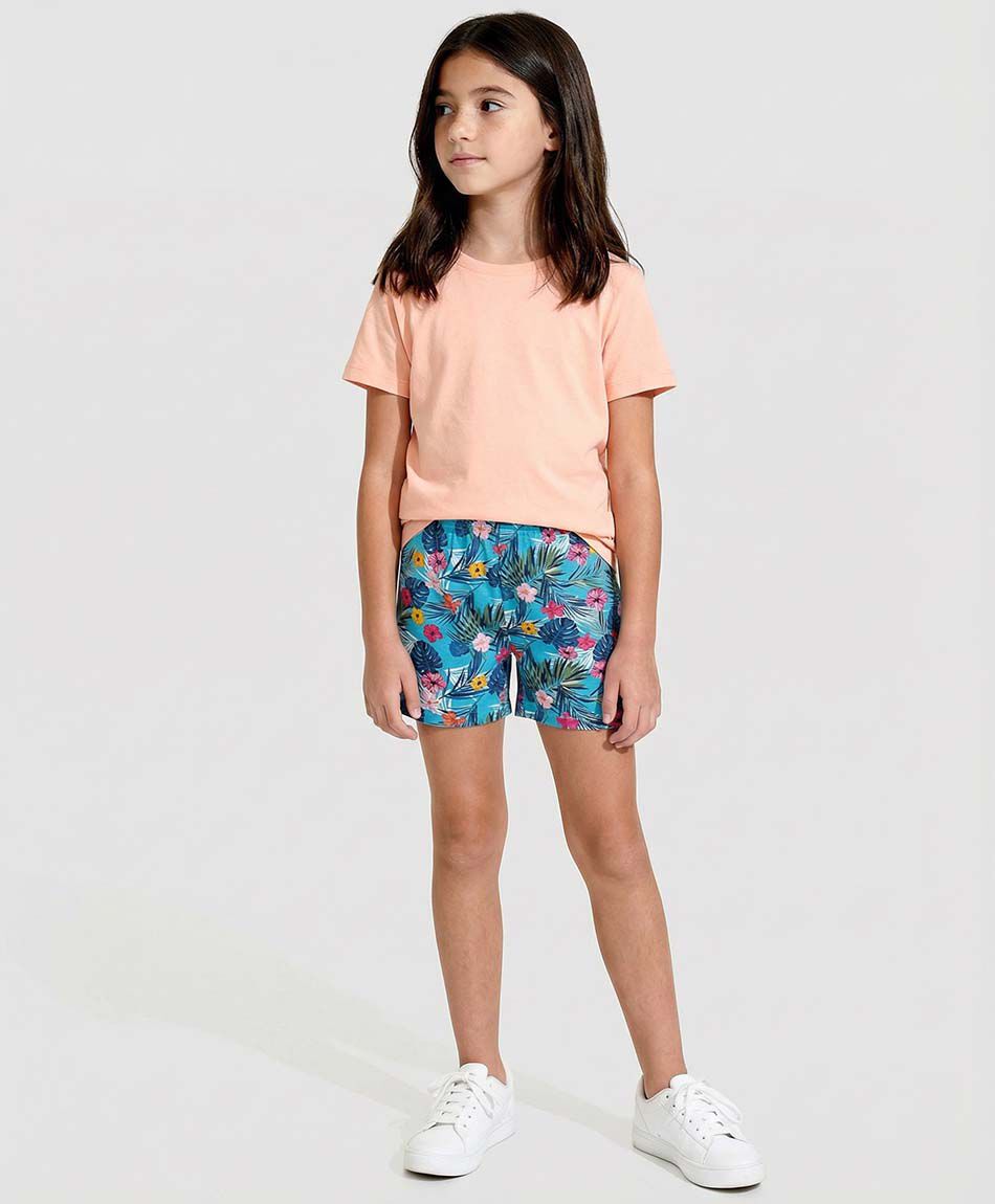 Short ni&ntilde;a biker tropical