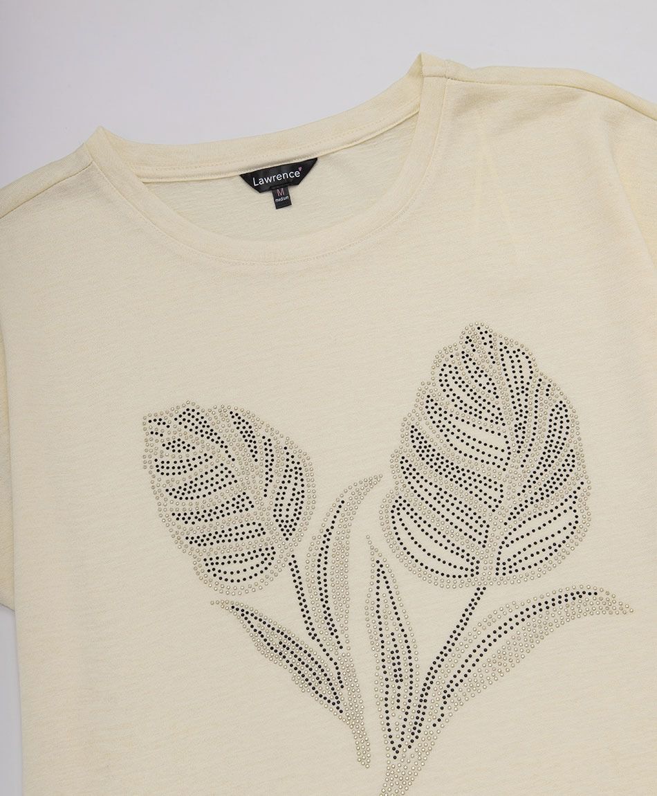 Polera mujer hojas brillos