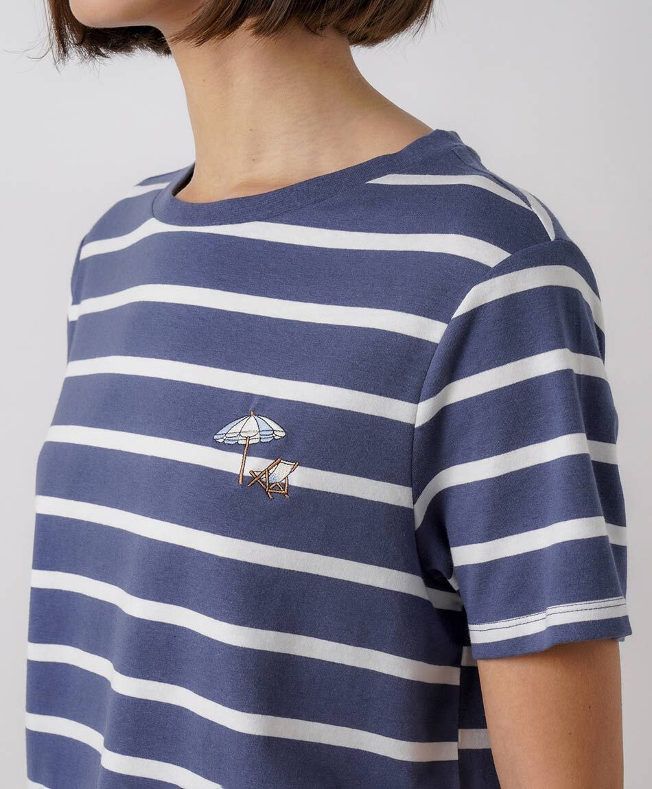 Polera mujer l&iacute;neas playa bordada