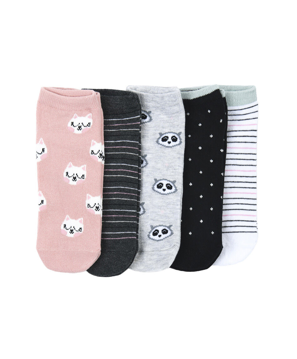 Pack 5 calcetines mujer l&iacute;neas y animales
