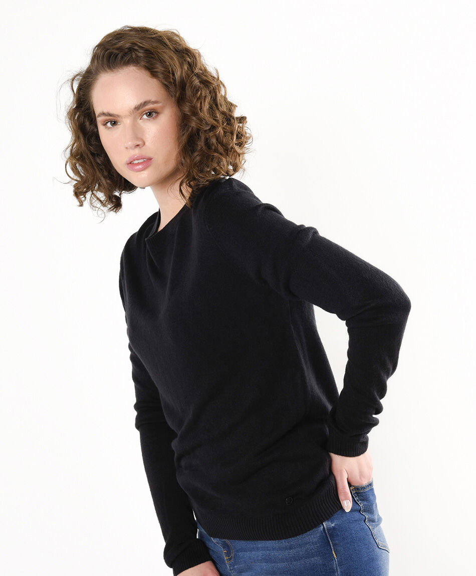 Sweater mujer liso negro
