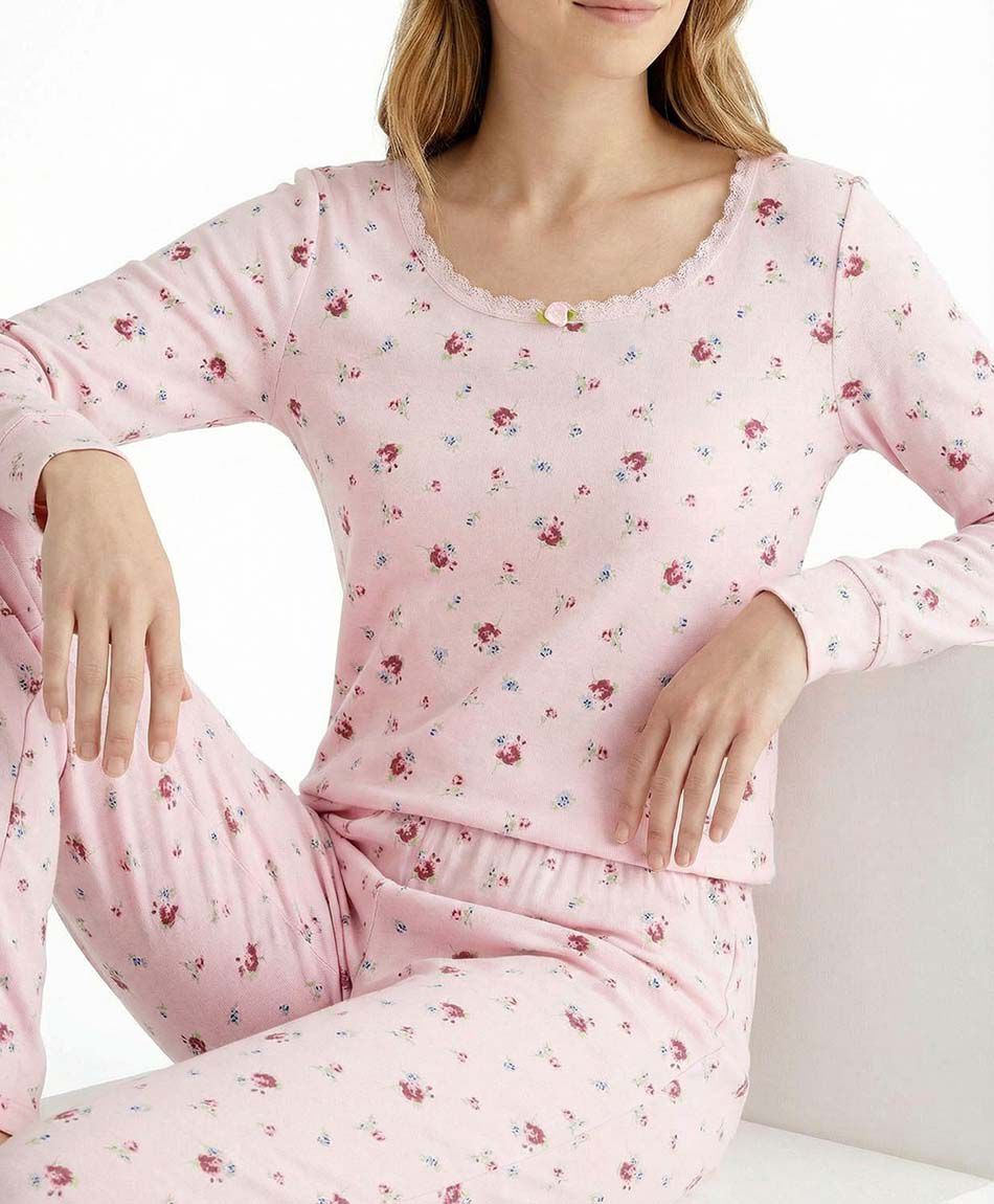 Pijama mujer flores pink
