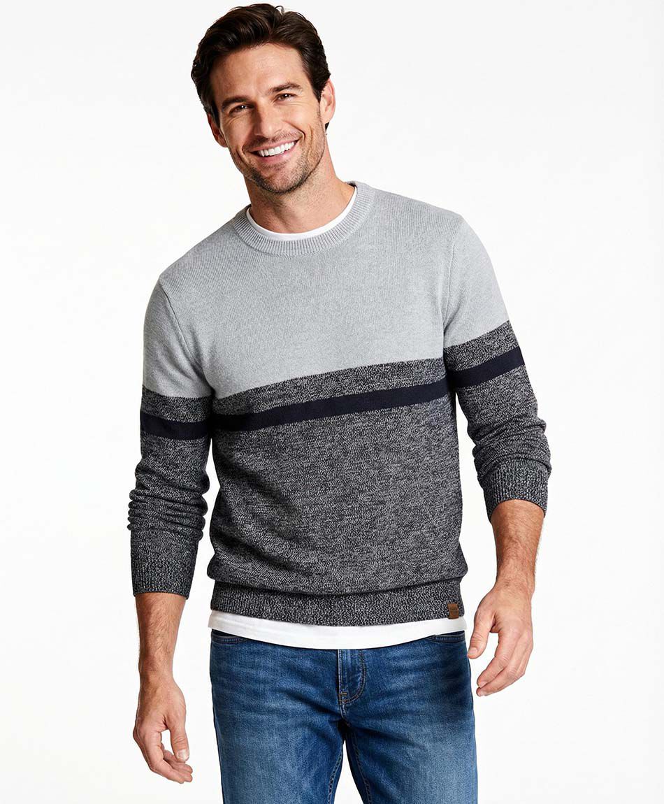 Sweater hombre tricolor gris