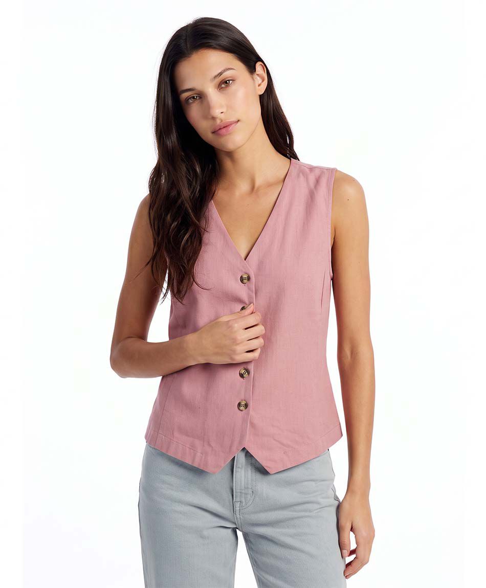 Vest mujer lino liso