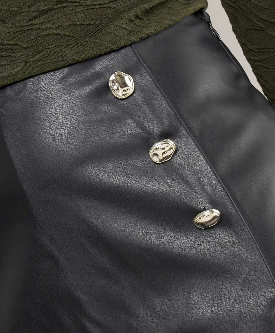 Mini falda mujer short cuerina botones