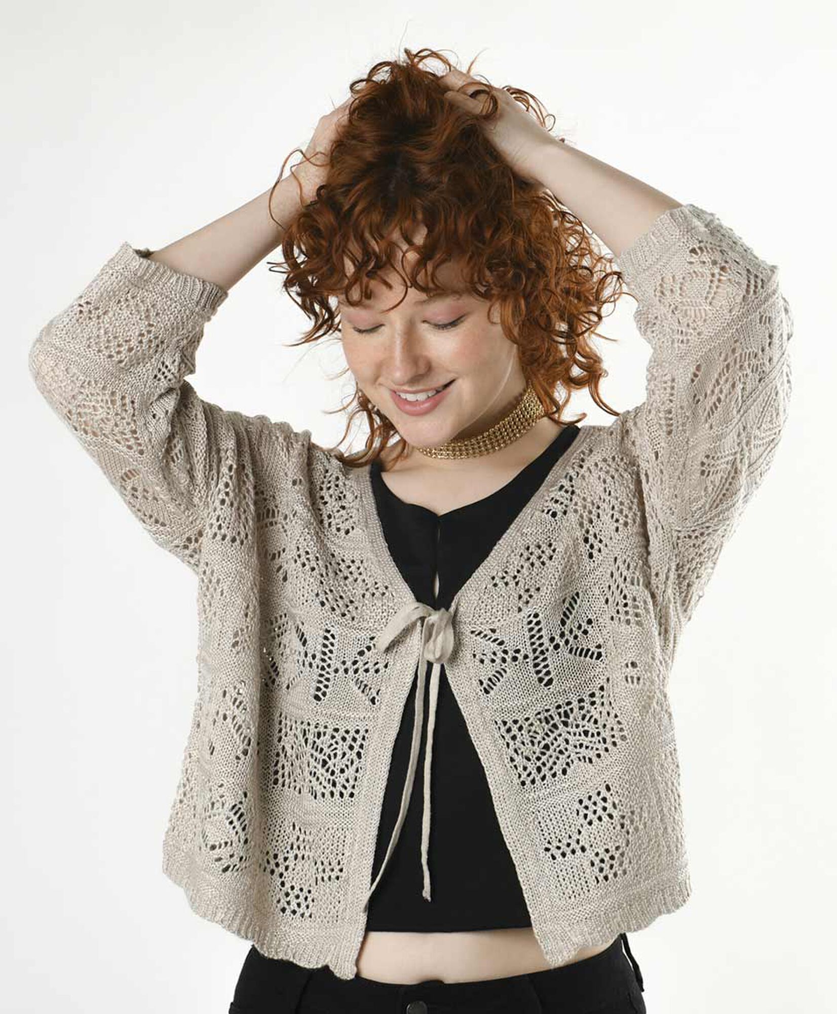 Cardigan mujer calado lazo Cardigan mujer calado lazo