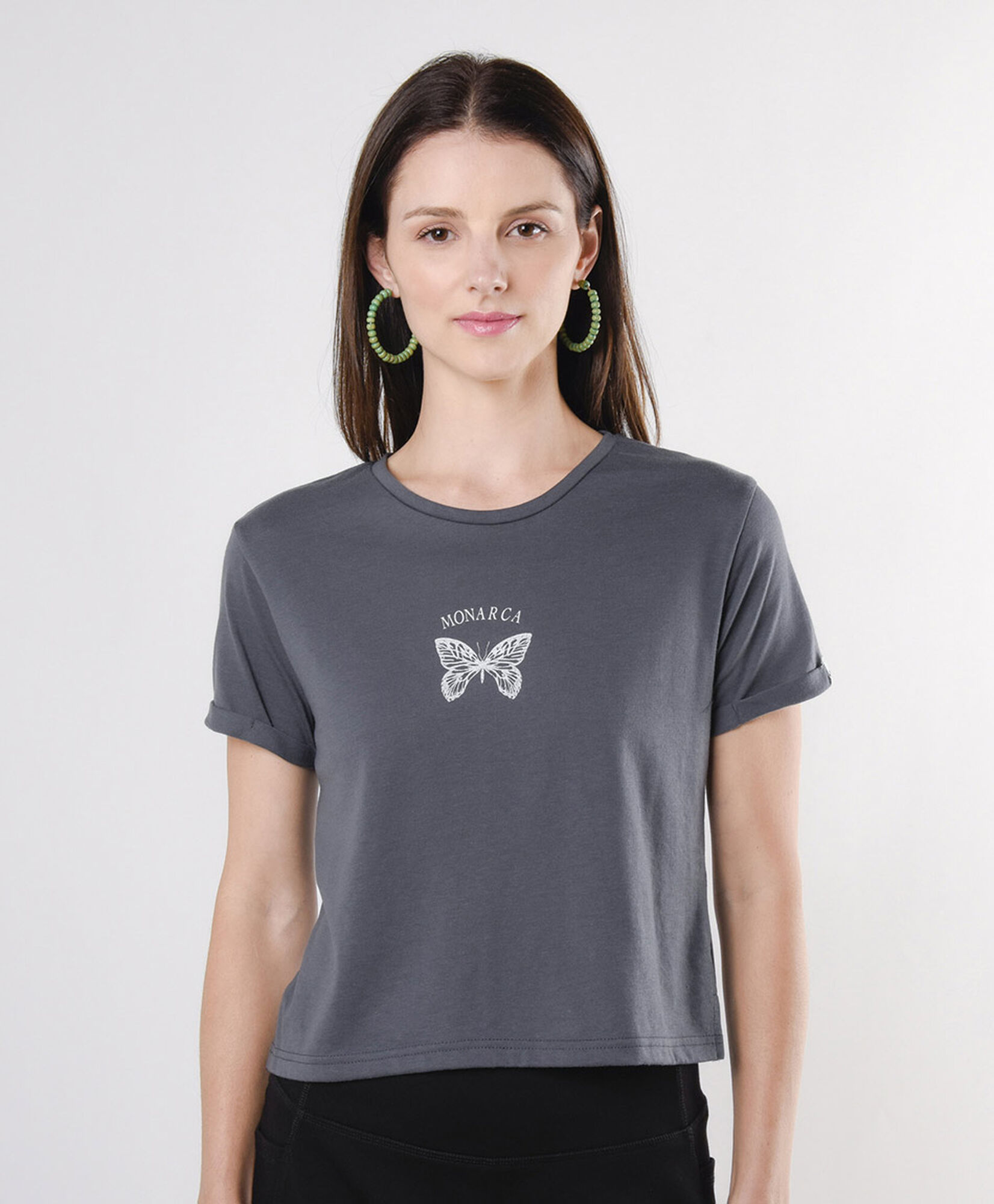 Polera mujer gris mariposa Polera mujer gris mariposa