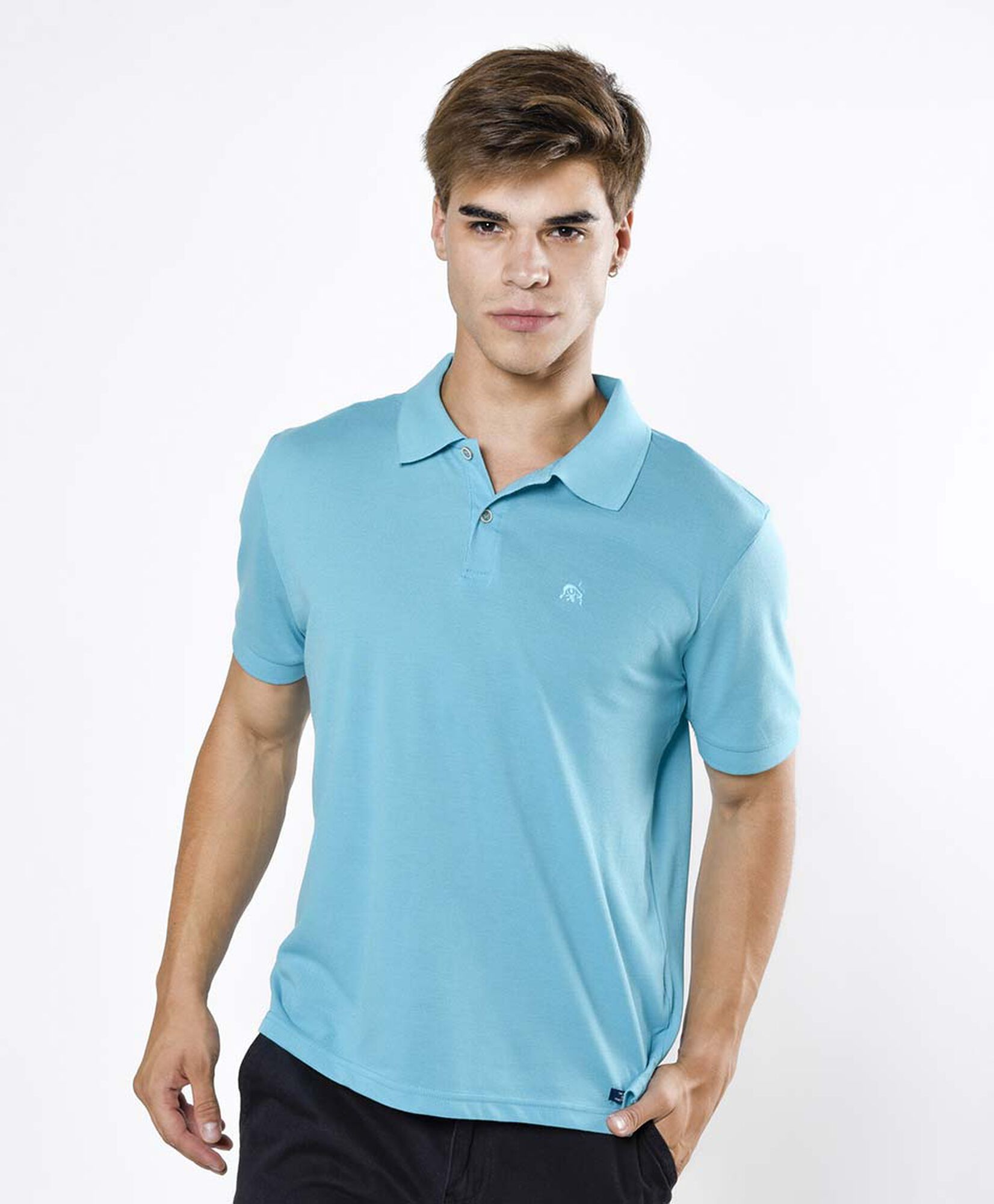 Polera hombre lisa cuello piqué Polera hombre lisa cuello piqué