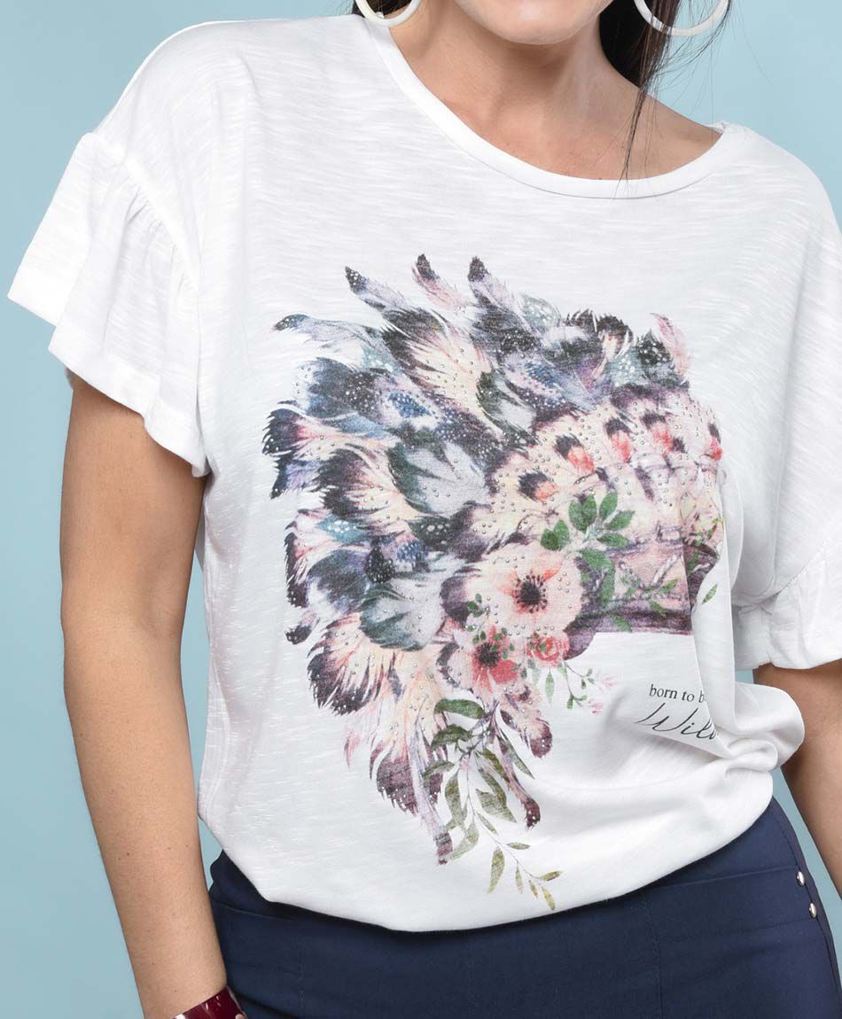 Polera oversize manga corta cuello redondo