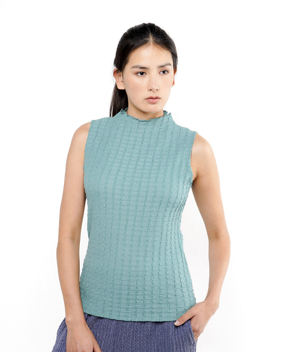 Polera mujer jacquard mini cuello