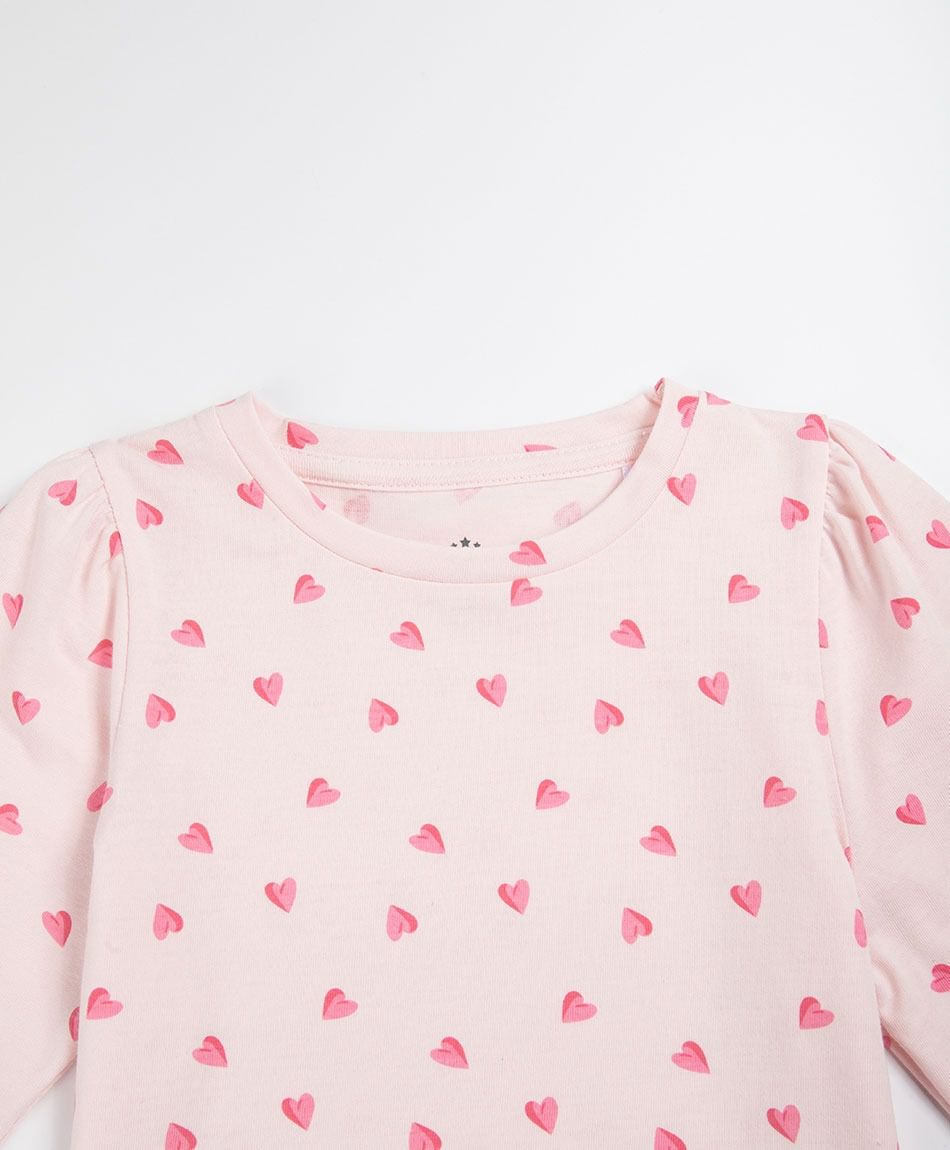 Polera beb&eacute; manga larga corazones