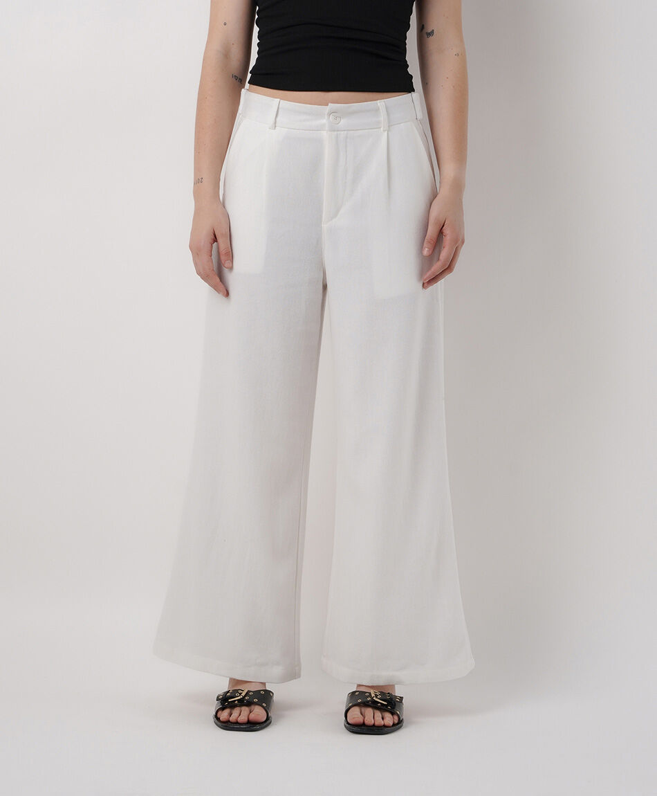 Pantal&oacute;n mujer palazzo blanco