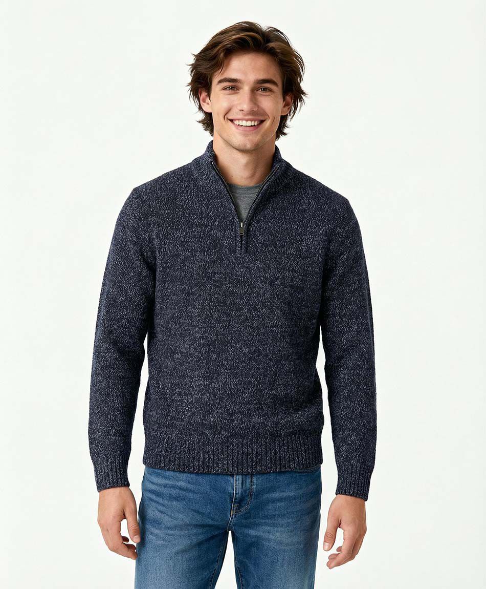 Sweater hombre cierre medio lanoso