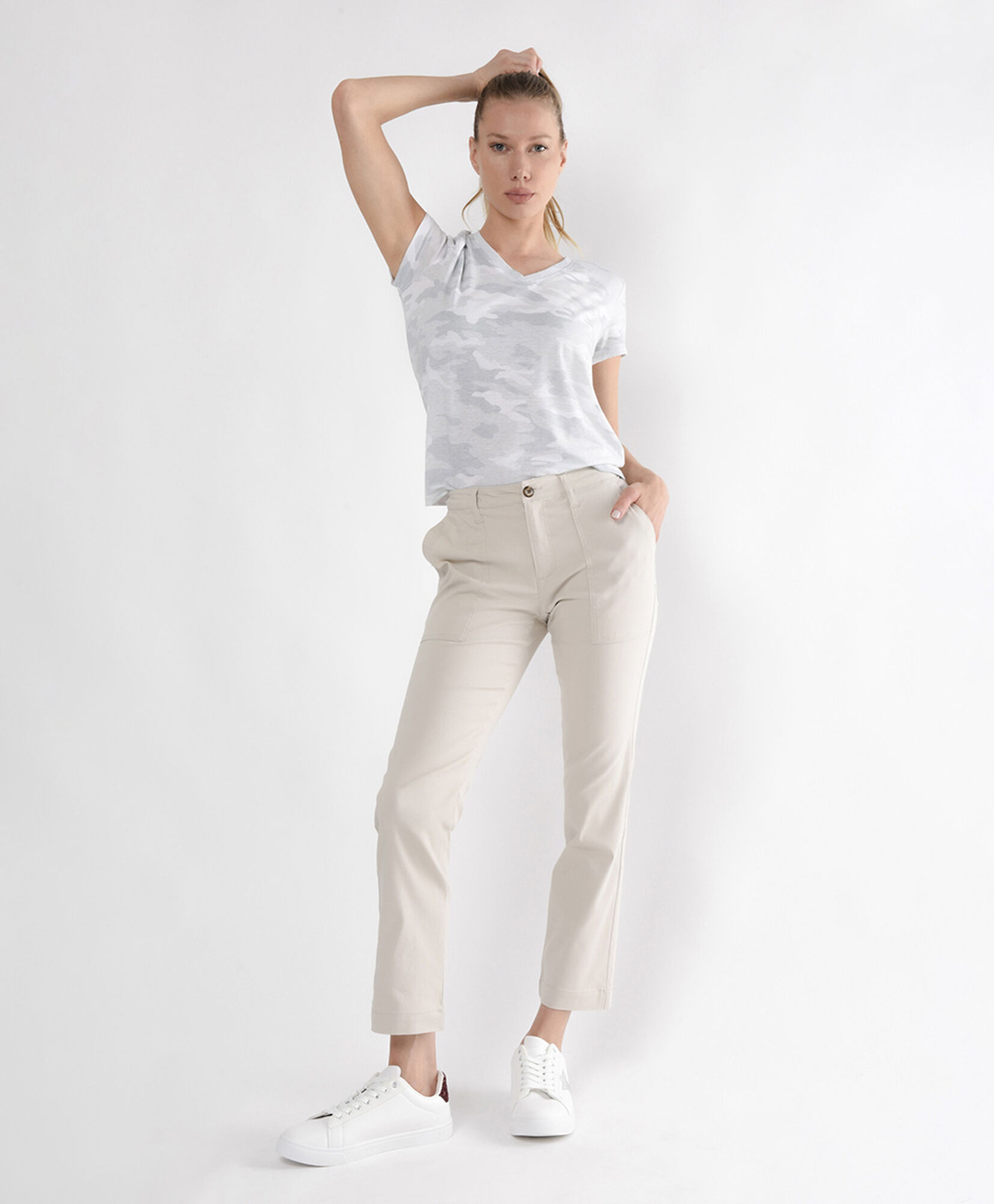 Pantalón mujer cintura ajustable slim fit Pantalón mujer cintura ajustable slim fit