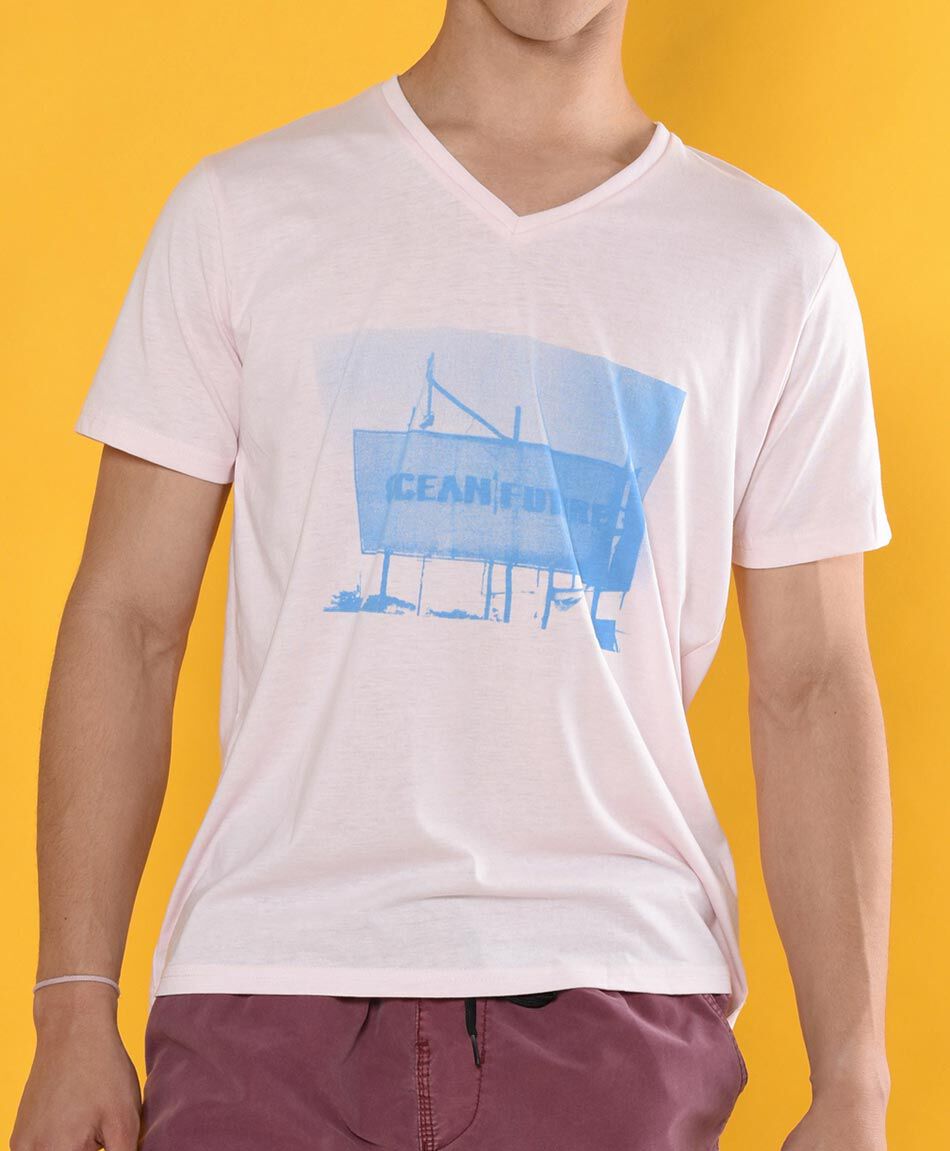 Polera manga corta cuello en v