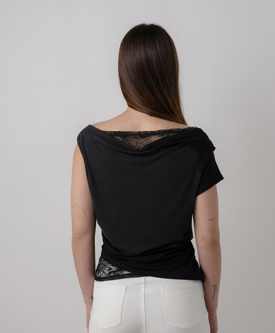 Polera mujer doble encaje