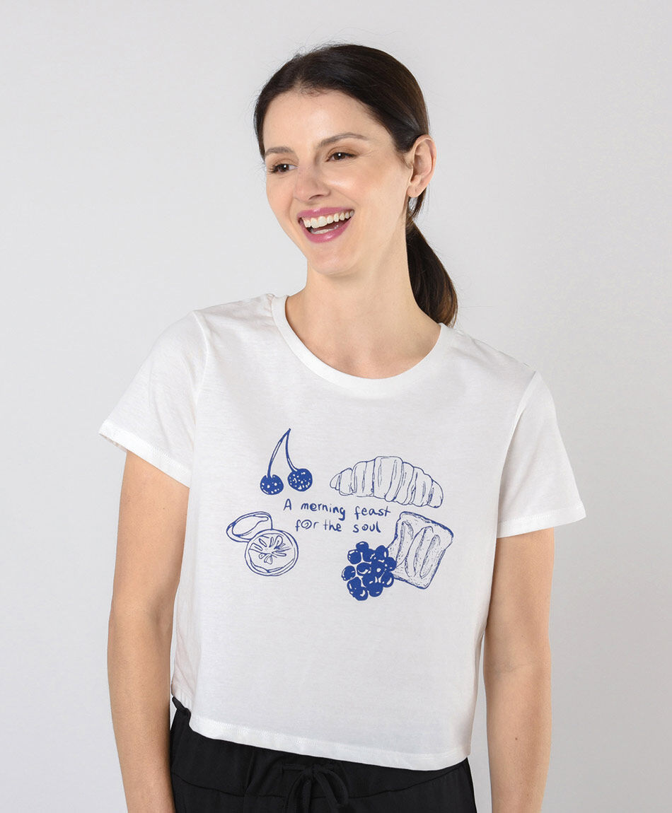 Polera mujer estampado desayuno