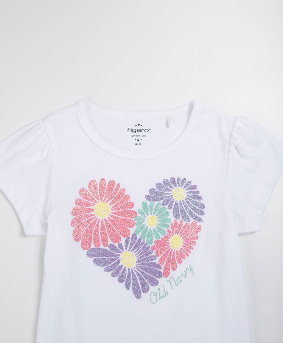 Polera beb&eacute; coraz&oacute;n con flores