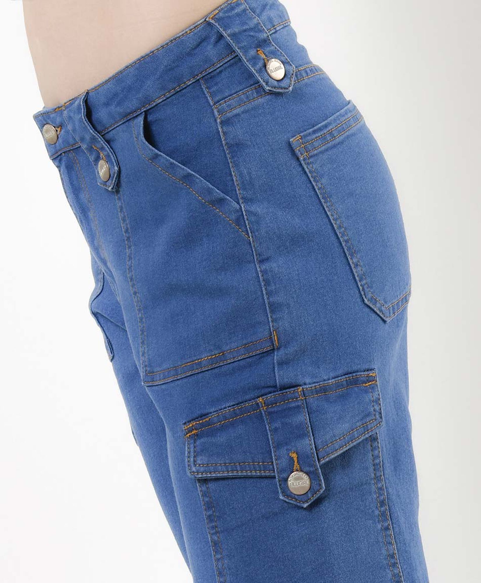 Jeans mujer cargo botones Jeans mujer cargo botones