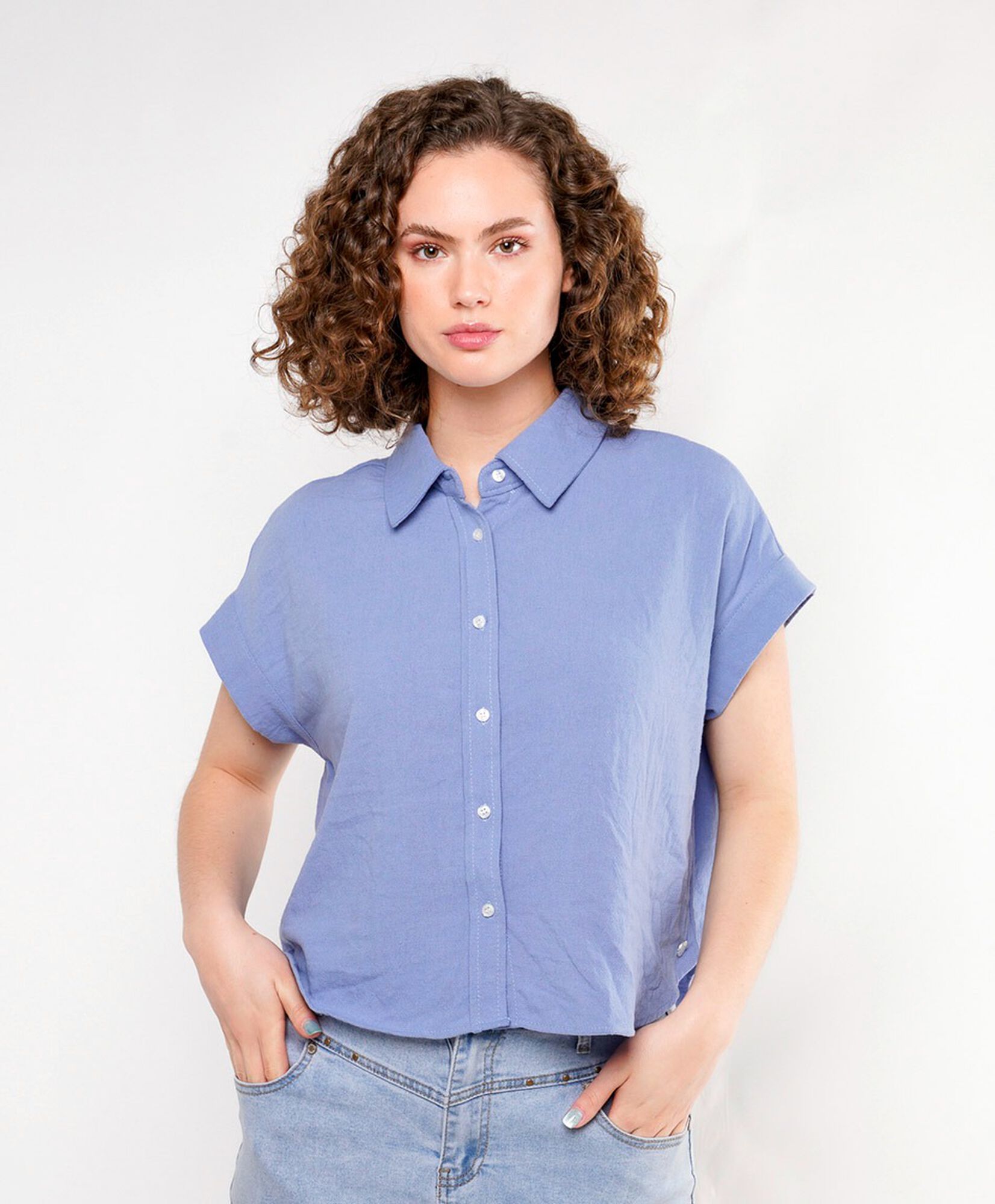 Blusa mujer lino azul Blusa mujer lino azul