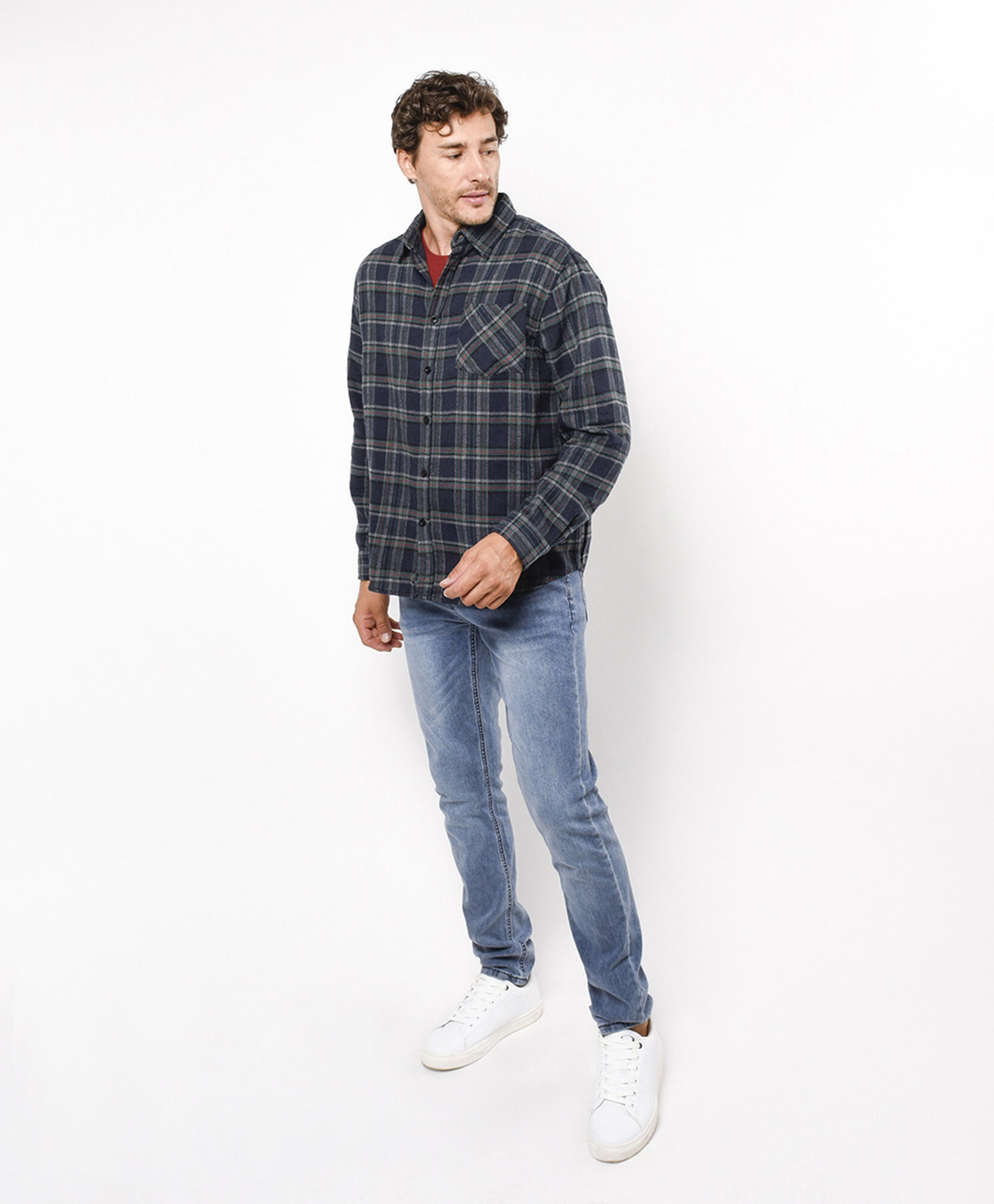 Camisa hombre franela azul oscuro Camisa hombre franela azul oscuro