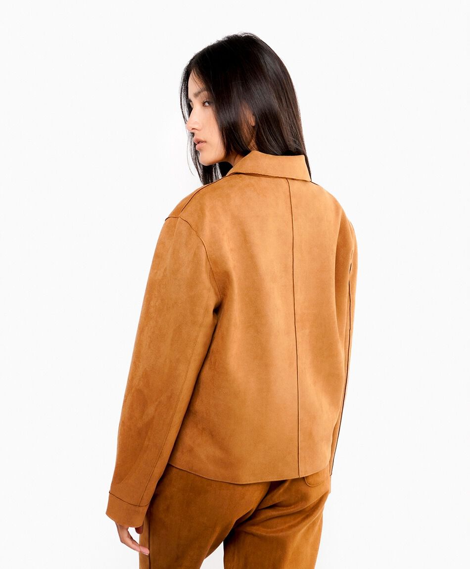 Chaqueta mujer estilo safari canela