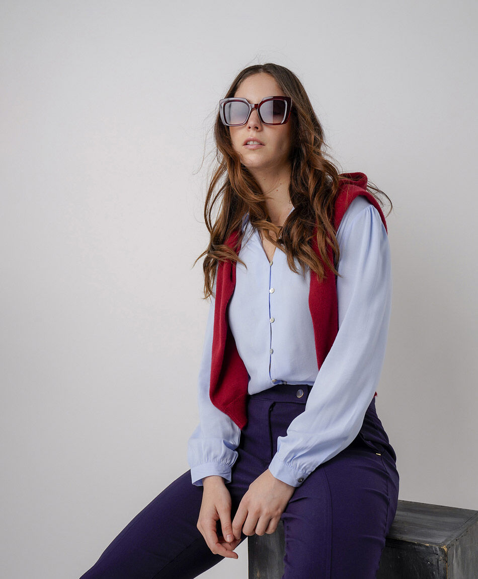 Blusa mujer camisera lisa