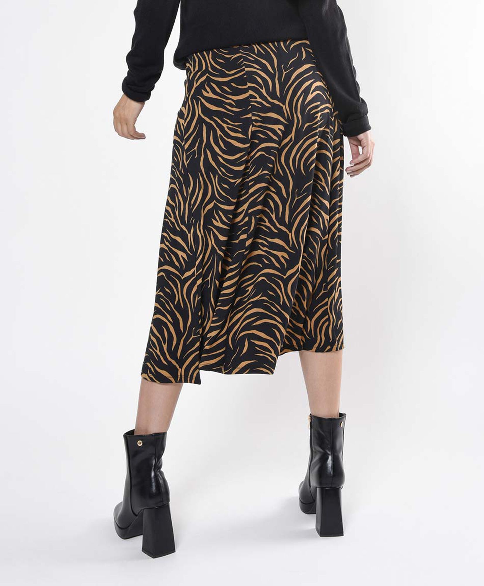 Falda mujer midi animal print cebra Falda mujer midi animal print cebra