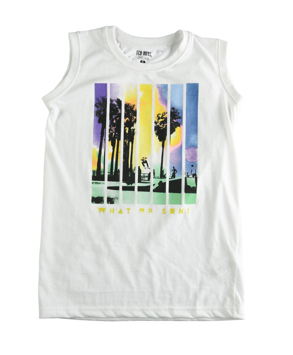 Polera sin mangas cuello redondo