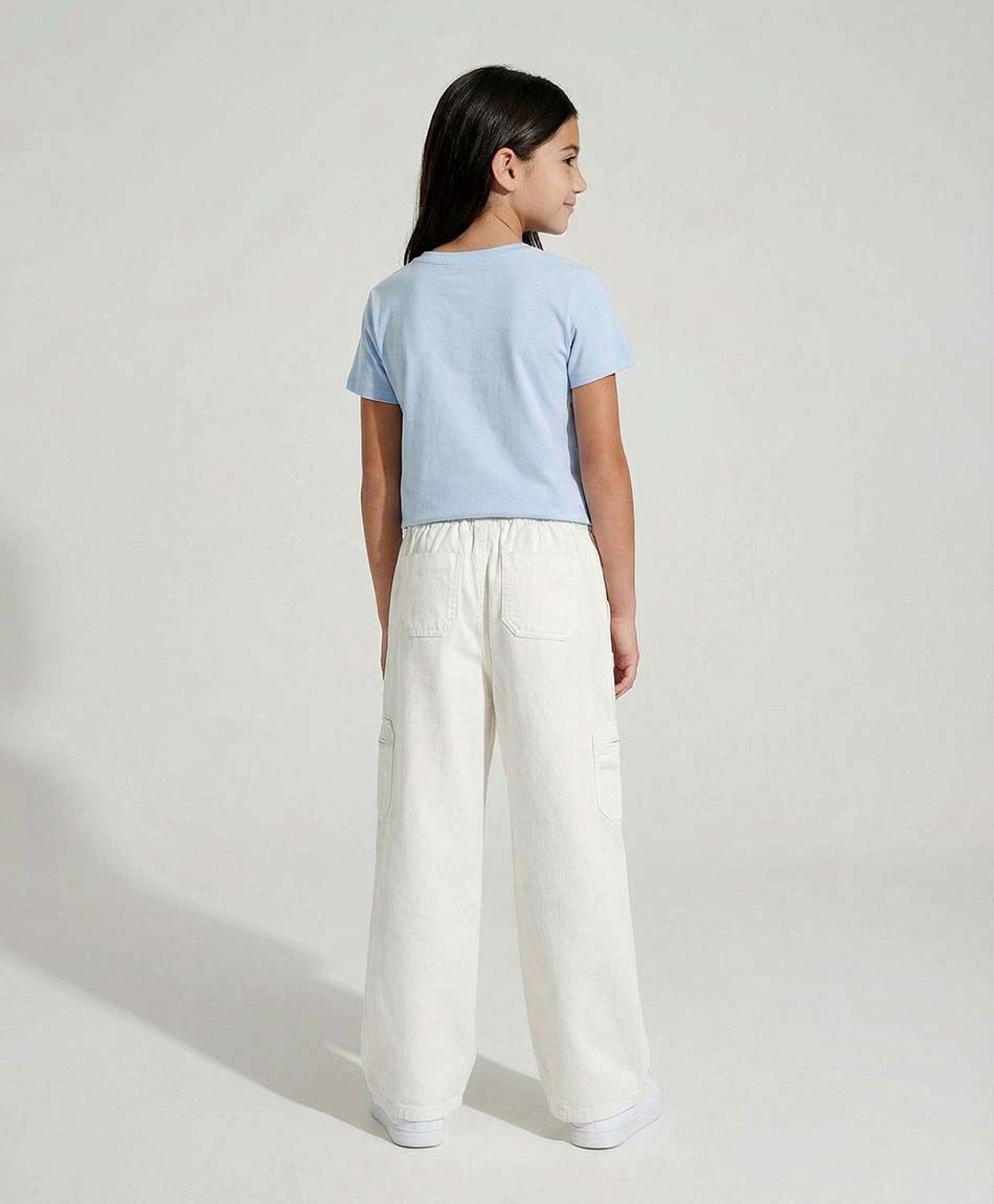 Pantal&oacute;n ni&ntilde;a cargo blanco