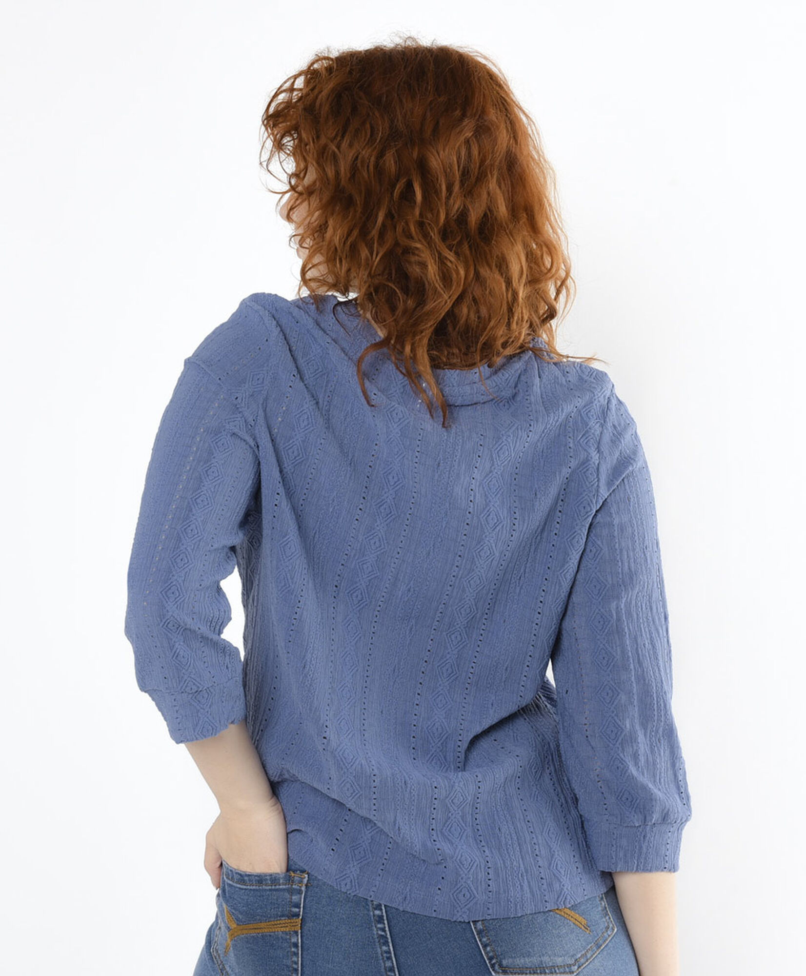 Polera mujer jacquard azul Polera mujer jacquard azul