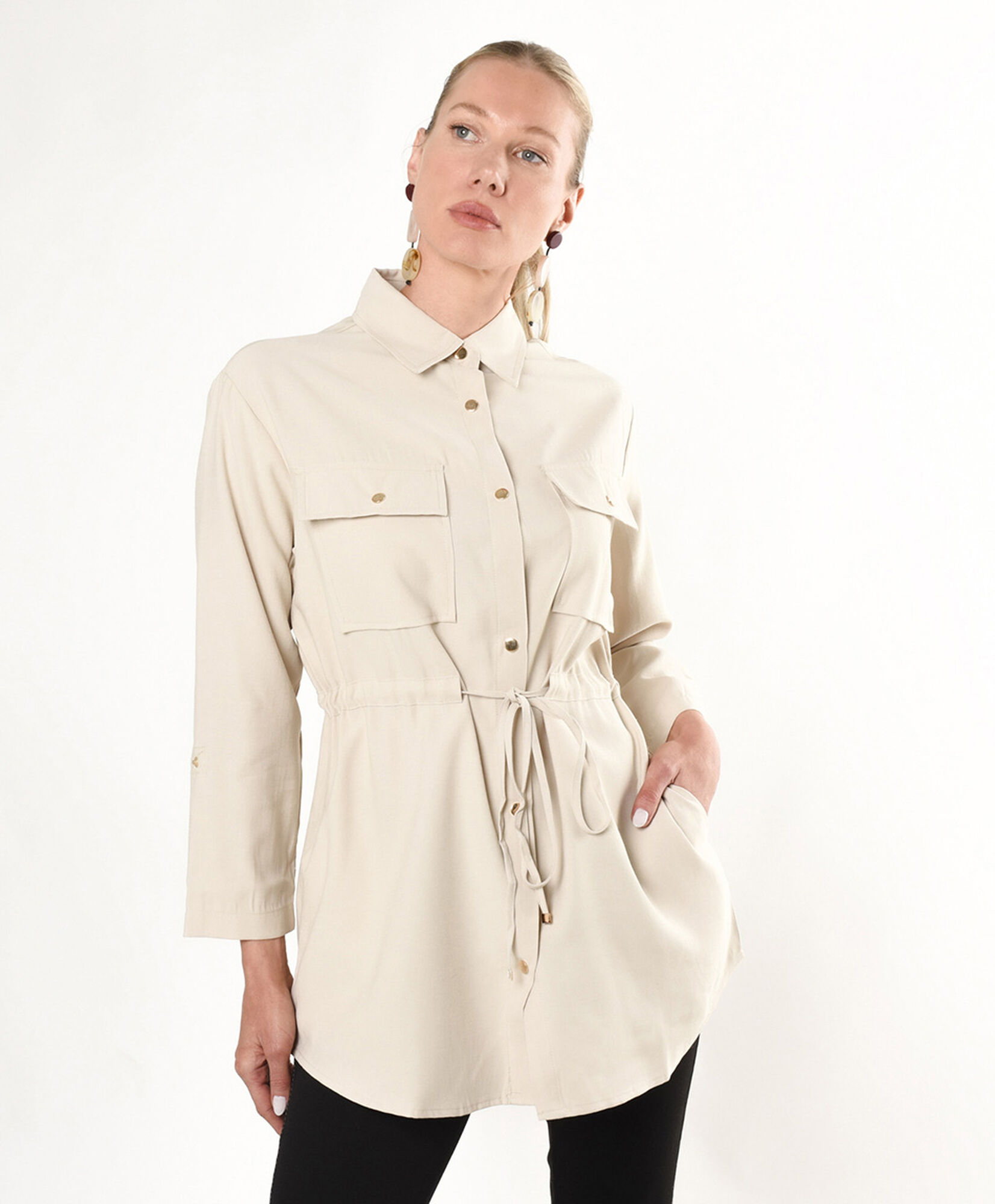 Chaqueta mujer sobrecamisa lazo Chaqueta mujer sobrecamisa lazo