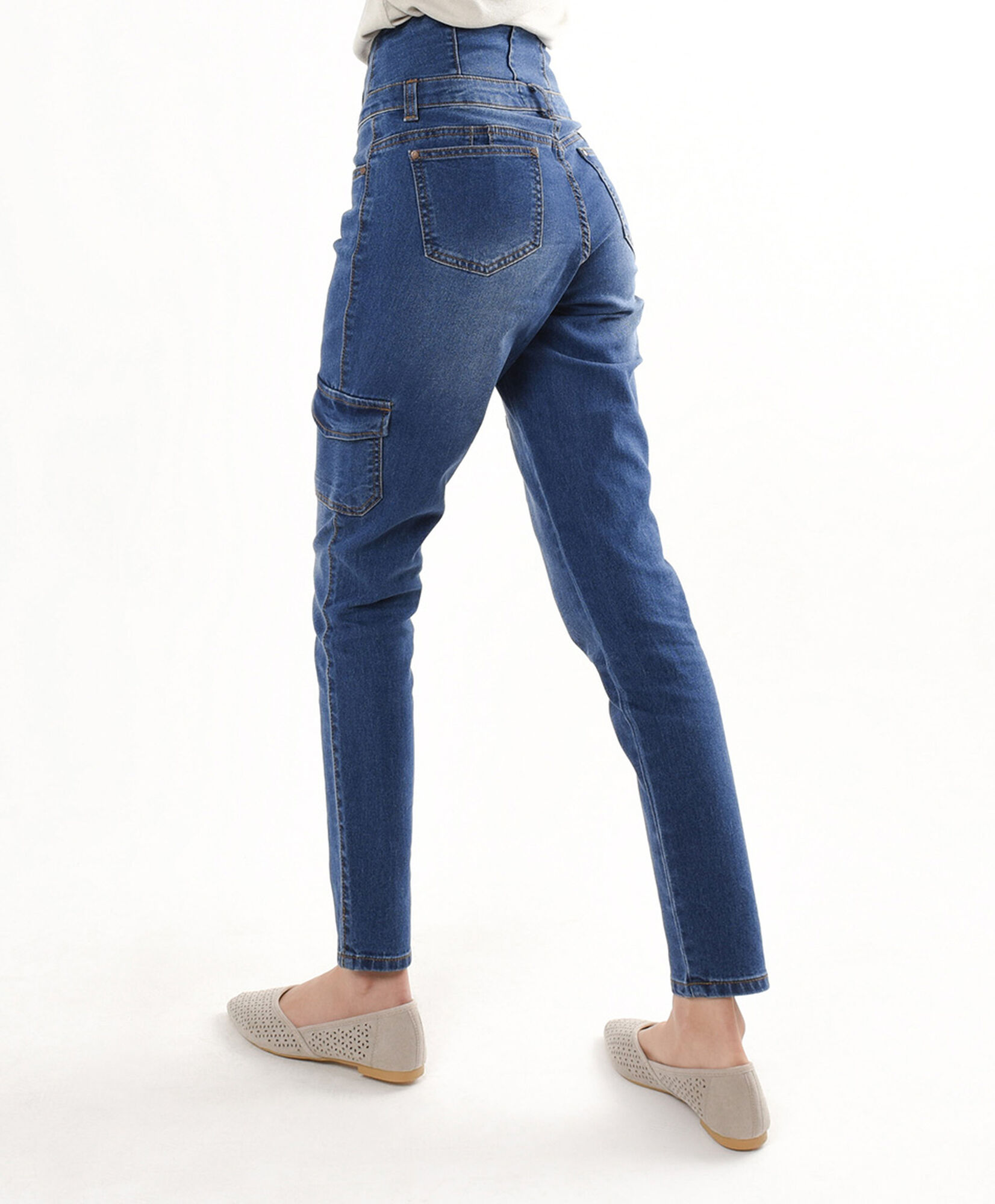 Jeans mujer cargo pretina ancha Jeans mujer cargo pretina ancha