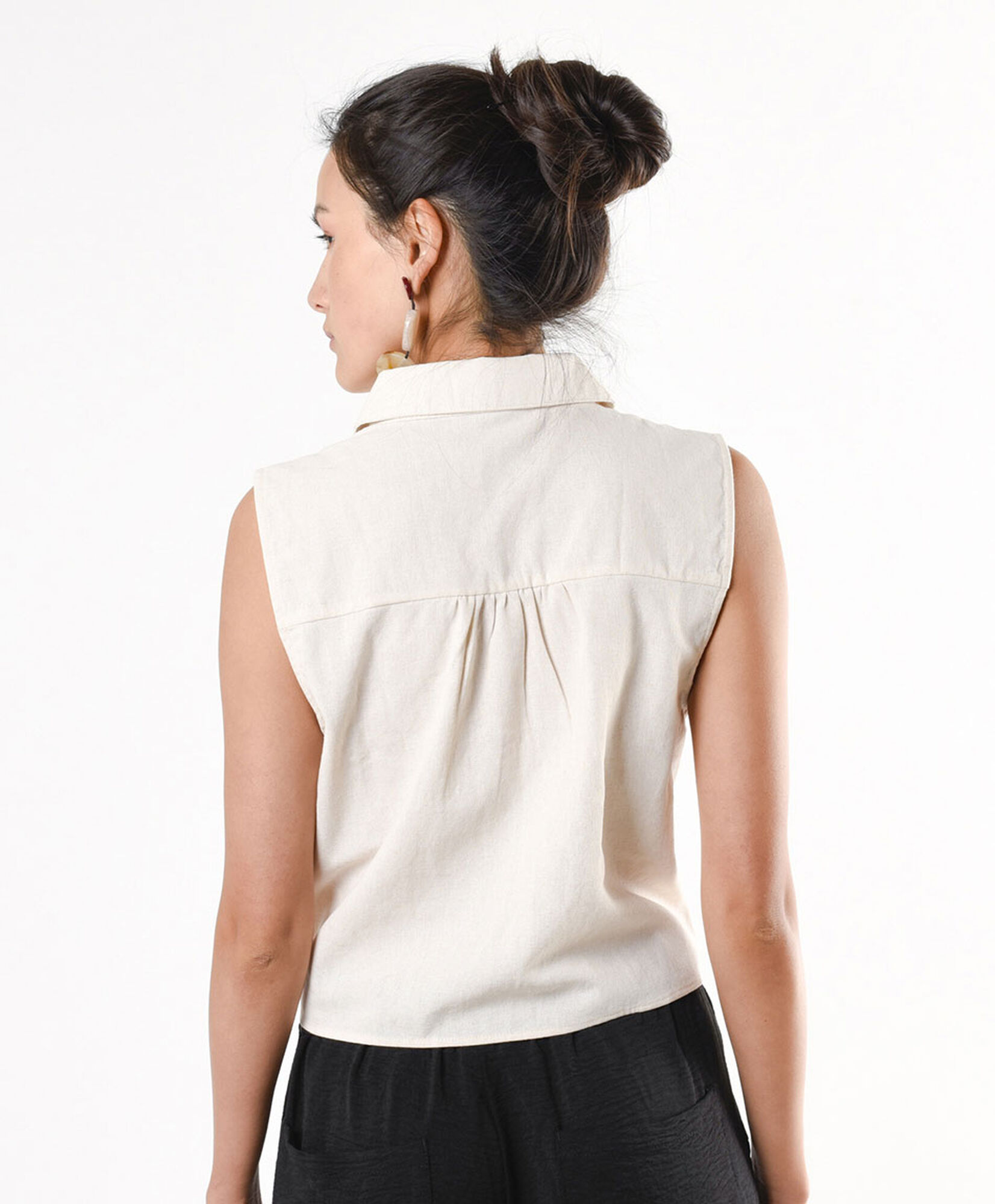 Blusa mujer lino lazo sin mangas Blusa mujer lino lazo sin mangas