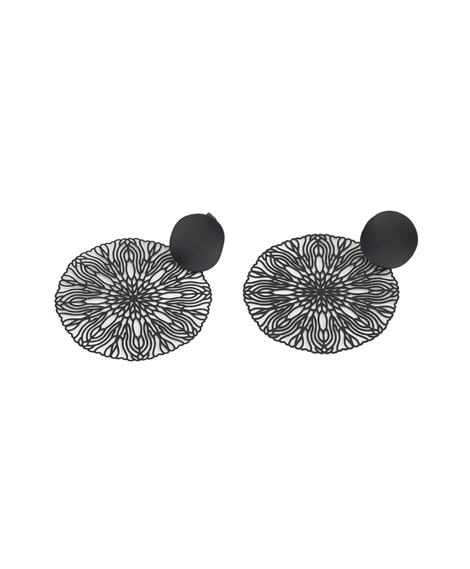 Aros mujer flor negra