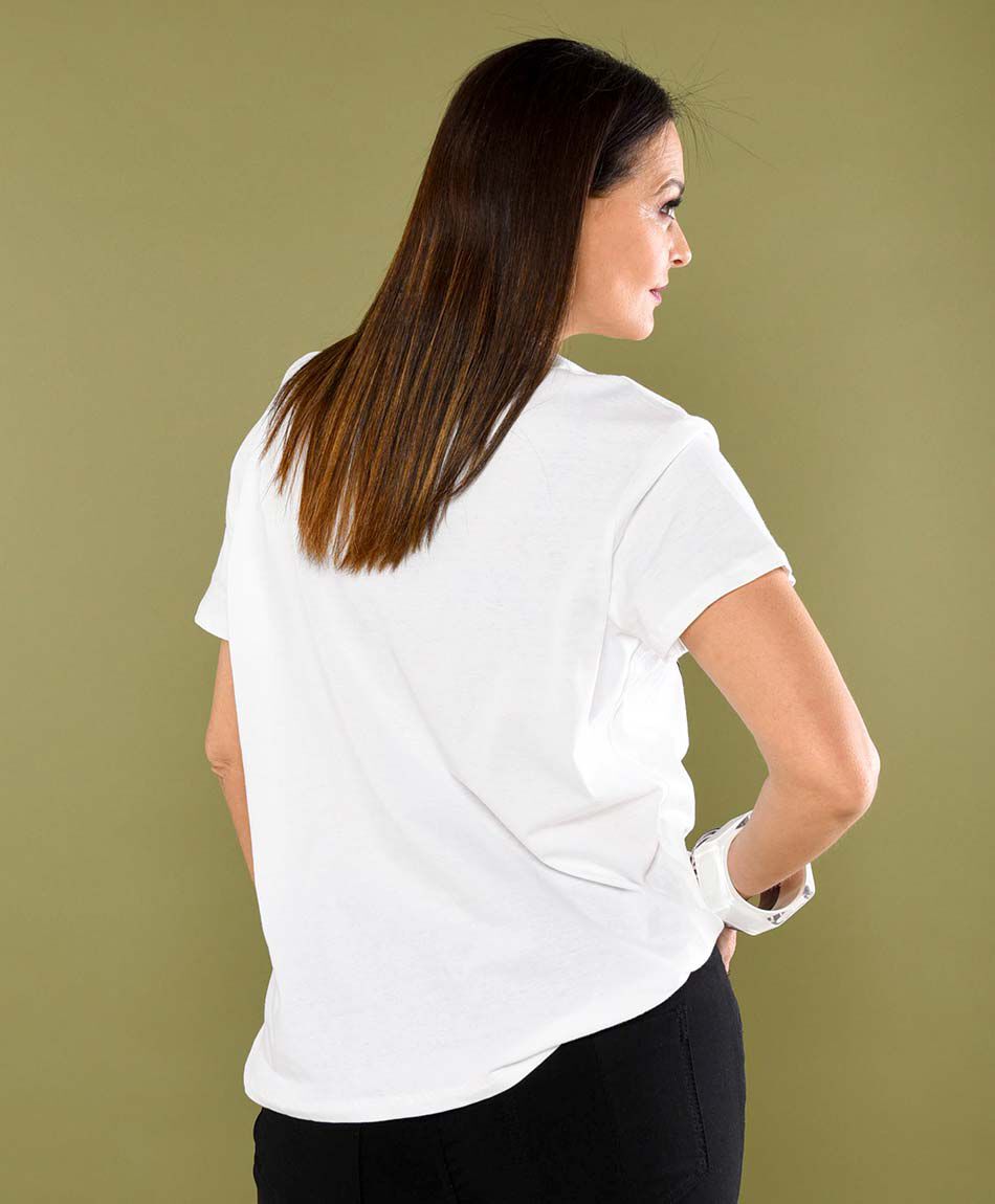 Polera oversize manga corta cuello redondo