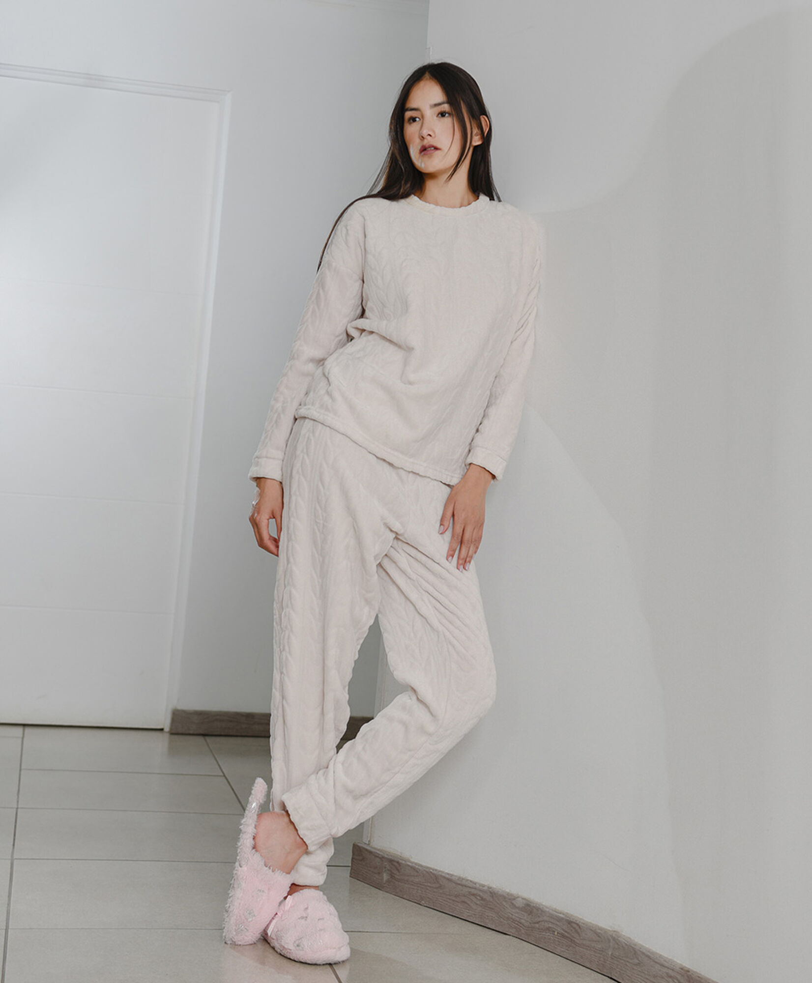 Pijama mujer hojas jacquard Pijama mujer hojas jacquard