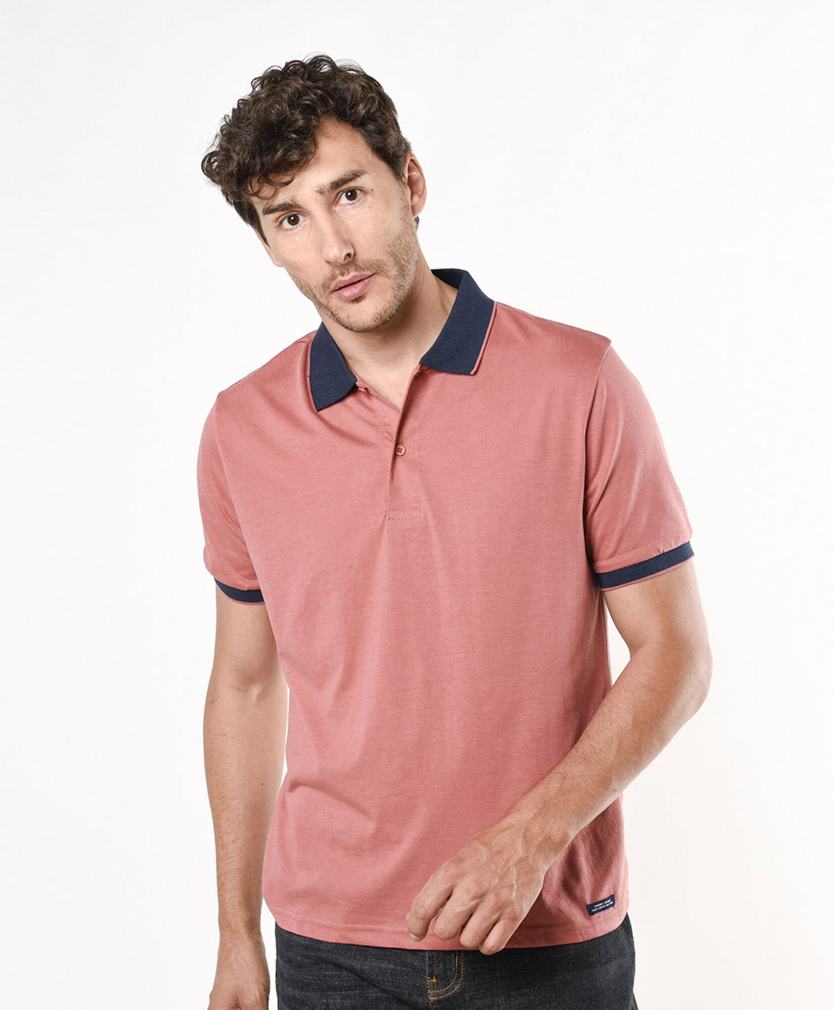 Polera hombre bicolor cuello piqué Polera hombre bicolor cuello piqué