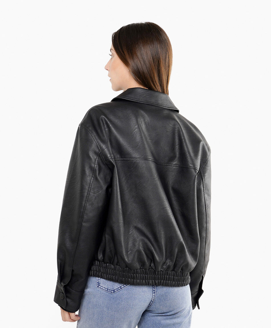 Chaqueta mujer eco-cuero negra